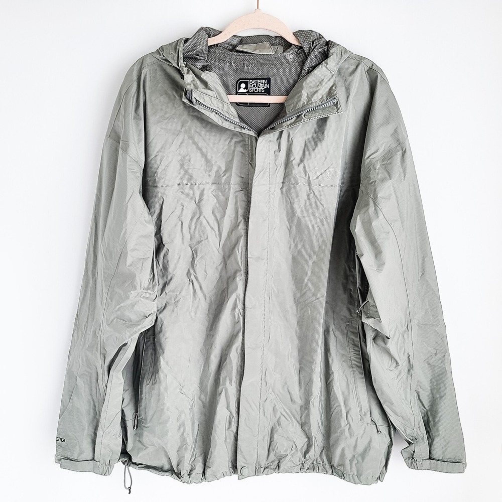 Eastern Mountain Sports System 3 Hooded Windbreaker Rain Jacket Mens XXL Gray